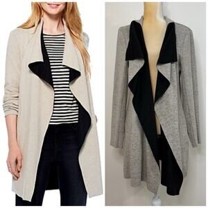 NWT Nic + Zoe Lounge Around Jacket Size L Beechwood Gray Long Draped Pockets